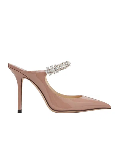Jimmy Choo Pink Patent Leather Pumps With Crystal Strap