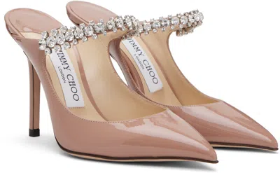 Jimmy Choo Pink Patent Leather Pumps With Crystal Strap