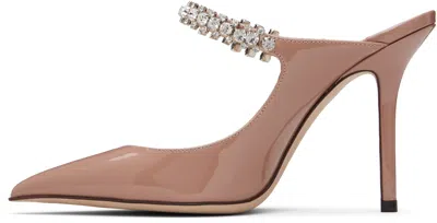 Jimmy Choo Pink Patent Leather Pumps With Crystal Strap