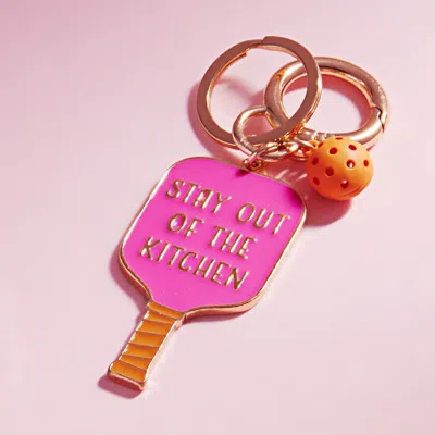 Fashnzfab Stay Out Of The Kitchen Message Enamel Pickleball Paddle Keychain / Bag Charm In Multi