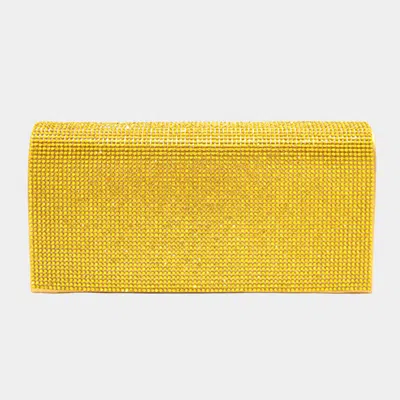 Fashnzfab Bling Solid Evening Clutch 8" X 4" X 2.3" Crossbody Bag In Yellow