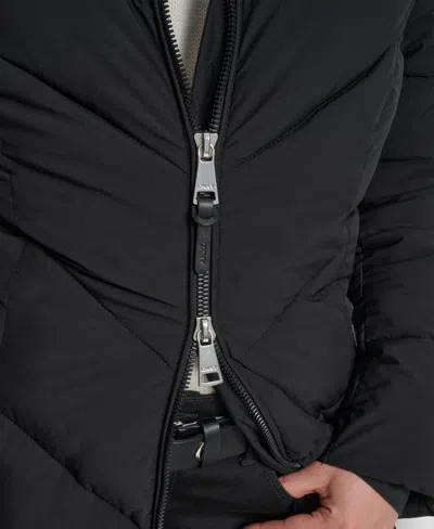 Dkny Women's Hooded Zip Front A-line Maxi Puffer Coat In Black