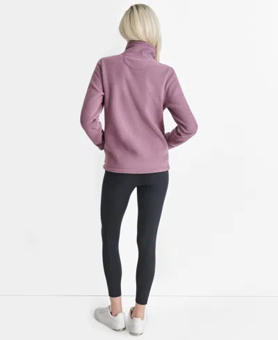 Dkny Women's Tech Fleece Full Zip Jacket With Varsity Twill Logo In Purple