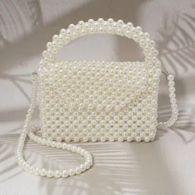 Fashnzfab Pearl Beaded Top Handle Flap Hand Bag / Crossbody Bag In Multi