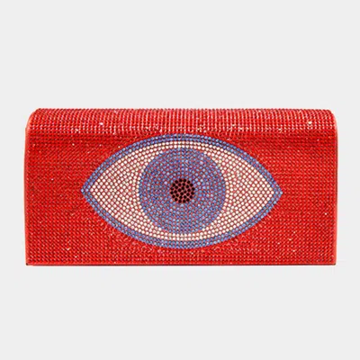 Fashnzfab Bling Evil Eye Evening Clutch / Crossbody Bag In Red