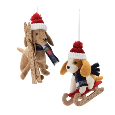 Hivvago Plush Ski And Sled Dog Ornament (set Of 6) In Multi