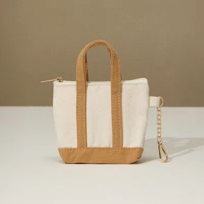 Fashnzfab Mini Canvas Pouch Bag / Bag Charm In Gray