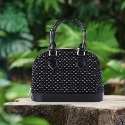 Fashnzfab Solid Jelly Rubber Tote / Crossbody Bag In Black