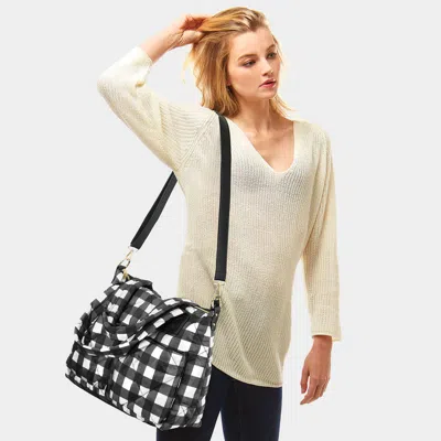 Fashnzfab Buffalo Check Puffer Tote Bag In Black