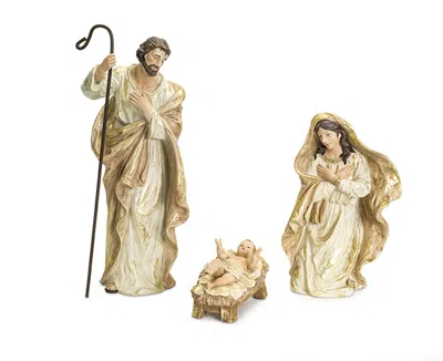 Hivvago Nativity Holy Family Figurines With Gold Accents (set Of 3) In Neutral