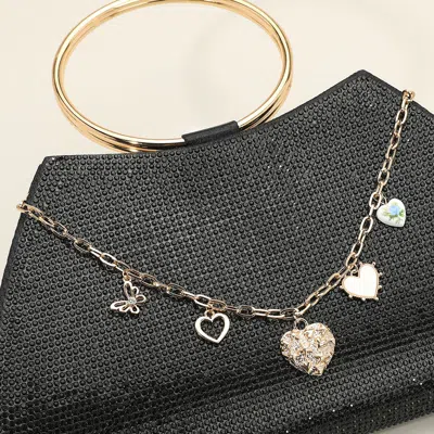 Fashnzfab Heart Butterfly Charm Station Bag Charm In Multi