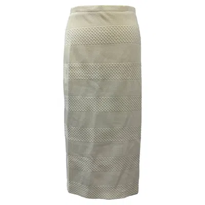 Iris & Ink Textured Midi Skirt In Cream Polyester In Gray