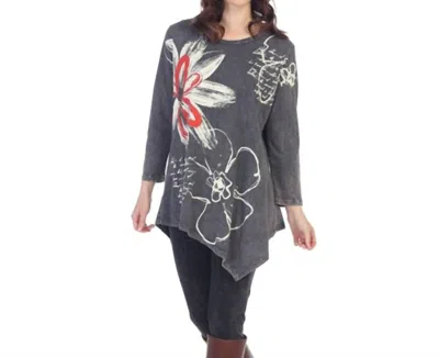 Jess & Jane New Life Asymmetrical Top In Midnight Grey In Gray