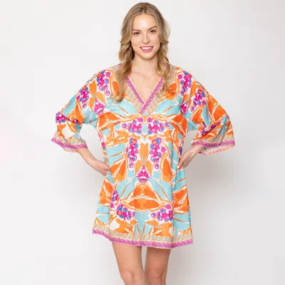 Truedames Tropical Print Cover Up Poncho In Multi