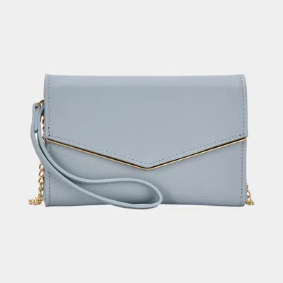 Fashnzfab Envelope Wallet On Chain Wristlet Clutch / Crossbody Bag In Blue