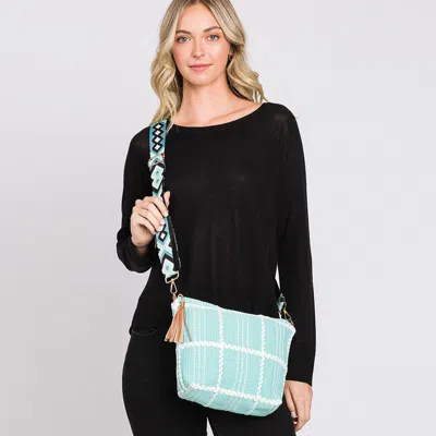 Fashnzfab Check Patterned Tassel Crossbody Bag In Green