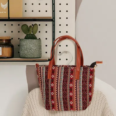 Fashnzfab Tribal Patterned Tote / Crossbody Bag In White