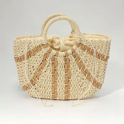 Fashnzfab Raffia Woven Round Handle Tote Bag In Multi