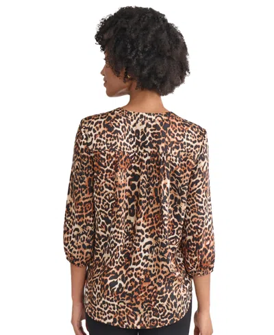 Jones New York Petite V-neck Blouse In Brown