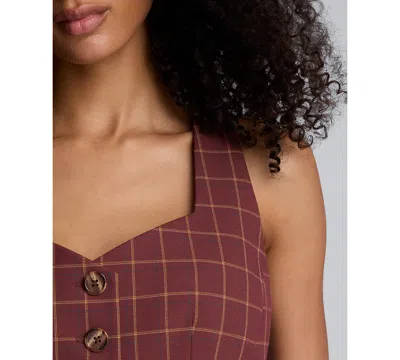 Kenneth Cole Plaid Peplum Vest In Brown