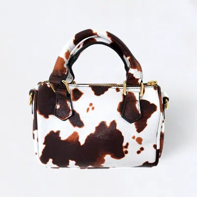 Fashnzfab Cow Patterned Tote / Crossbody Bag In Brown