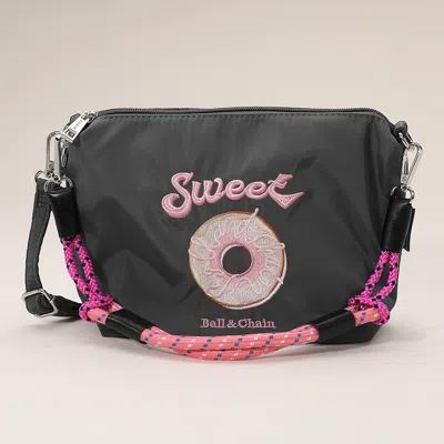 Fashnzfab Sweet Message Donut Embroidered Shoulder Bag In Pink