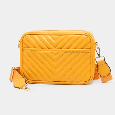 Fashnzfab Chevron Patterned Rectangle Crossbody Bag In Yellow