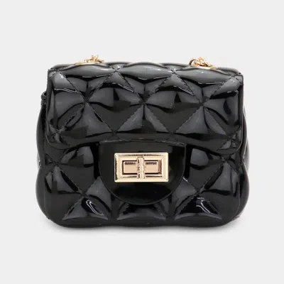 Fashnzfab Quilted Jelly Mini Micro Crossbody Bag In Black