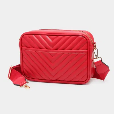 Fashnzfab Chevron Patterned Rectangle Crossbody Bag In Red