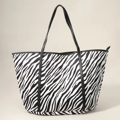 Fashnzfab Faux Leather Zebra Patterned Tote Bag / Shoulder Bag In Multi