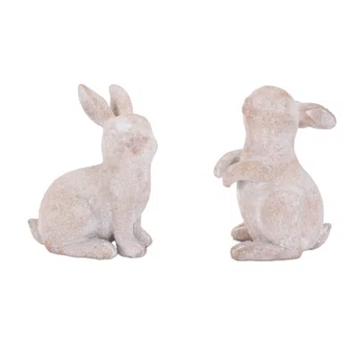 Hivvago Distressed Mini Bunny Figurine (set Of 12) In Neutral
