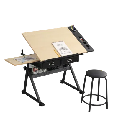 Streamdale Furniture Streamdale Adjustable Drawing Desk With Drawers And Stool