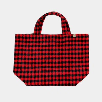 Fashnzfab Buffalo Check Patterned Tote Bag In Red