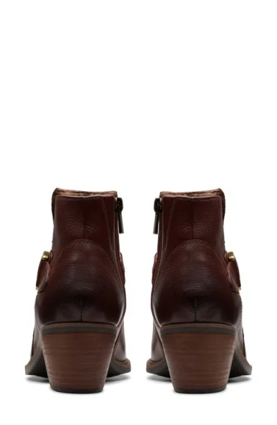 Clarks Neva Buckle Leather Bootie In Brown