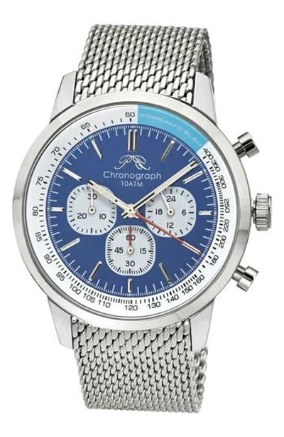 Porsamo Bleu Simon Mesh Strap Chronograph Watch, 44mm In Metallic