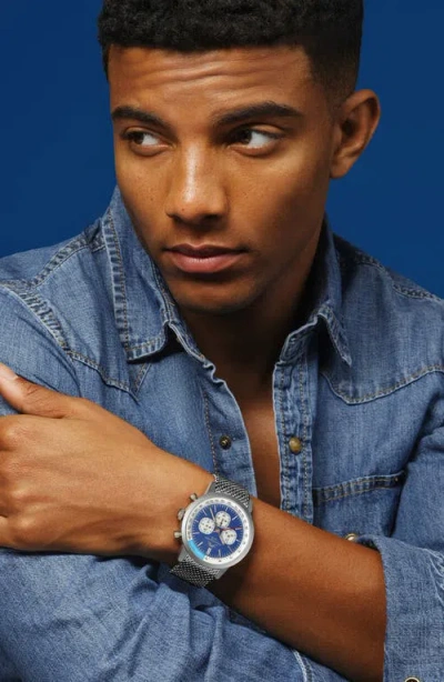 Porsamo Bleu Simon Mesh Strap Chronograph Watch, 44mm In Metallic