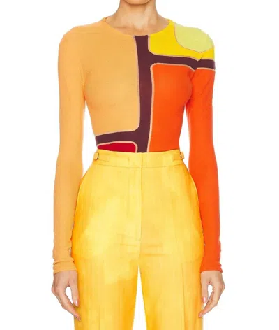 Gabriela Hearst Atreus Colorblock Wool Cashmere Sweater In Orange