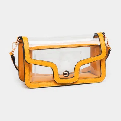 Fashnzfab Solid Faux Leather Transparent Rectangle Shoulder Bag In Yellow