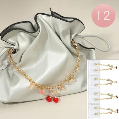 Fashnzfab 12pcs - Cherry Heart Flower Bow Charm Station Chain Bag Charm In Multi
