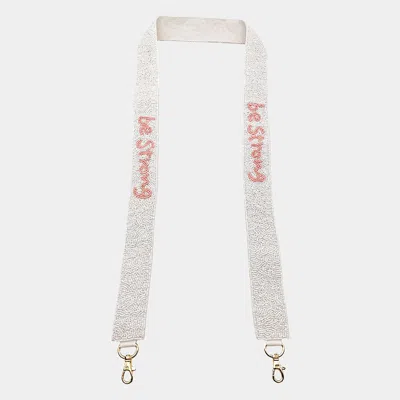 Fashnzfab Be Strong Message Seed Beaded Bag Strap In Multi