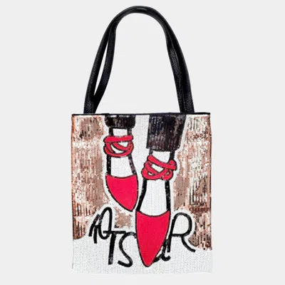 Fashnzfab Stiletto Heel Sequin Faux Leather Shoulder Bag In Multi