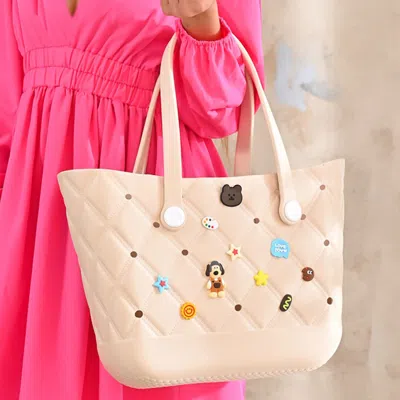 Fashnzfab Trendy Silicone Personalized Charm Tote Bag In Multi