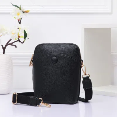 Fashnzfab Pebbled Faux Leather Mini Crossbody Bag In Black
