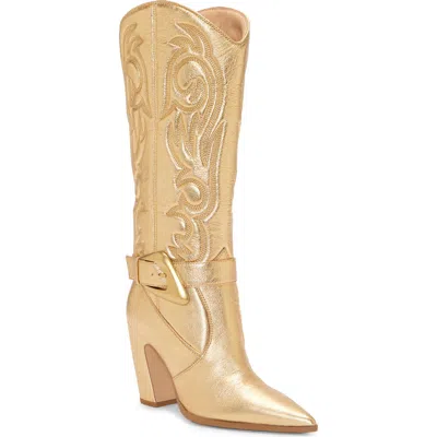 Vince Camuto Biancaa Pointed Toe Western Boot In Gold