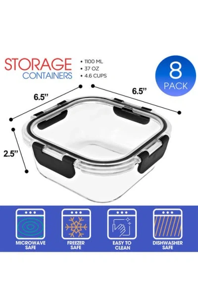 Sorbus Set Of 8 Glass Square Meal Prep Containers With Airtight Lids In Multi