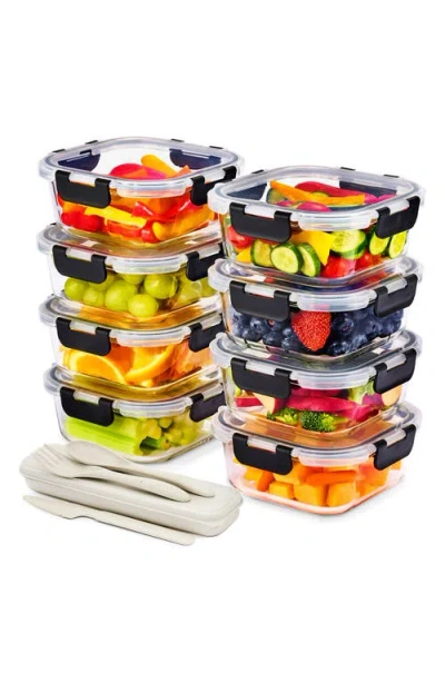 Sorbus Set Of 8 Glass Square Meal Prep Containers With Airtight Lids In Multi