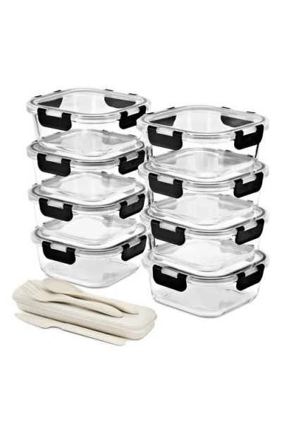 Sorbus Set Of 8 Glass Square Meal Prep Containers With Airtight Lids In Multi