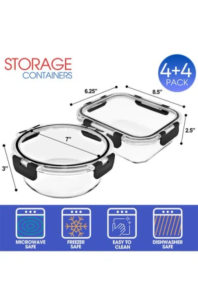 Sorbus Set Of 8 Glass Meal Rectangle Prep Containers With Airtight Lids In Multi