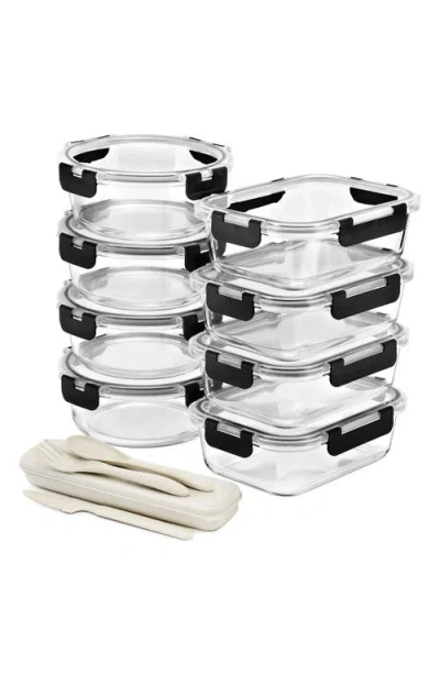 Sorbus Set Of 8 Glass Meal Rectangle Prep Containers With Airtight Lids In Multi