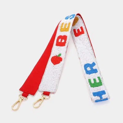 Fashnzfab Best Teacher Message Seed Beaded Sequin Bag Strap In Multi